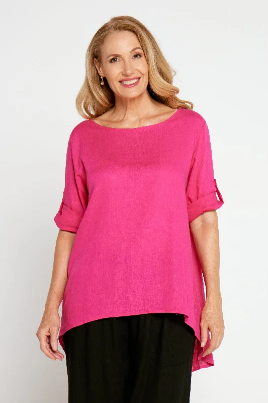 New Season Fashion Preview Terese Linen Top - Hot Pink