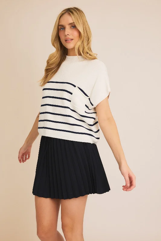 Seasonal Sale "Back In Style" High Neck Short Sleeve Sweater Top