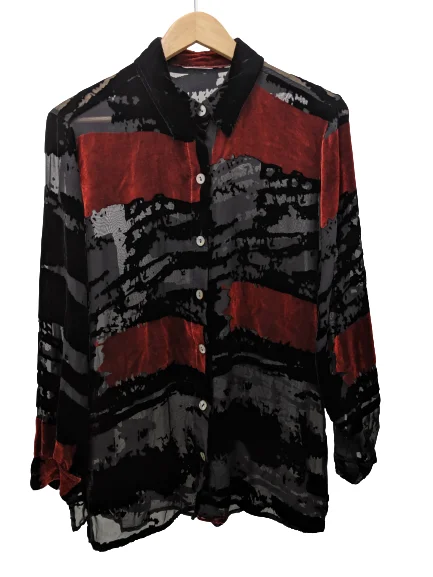 Casual Yet Chic Sales [M/L] Vintage Sheer Velvet Burnout Top