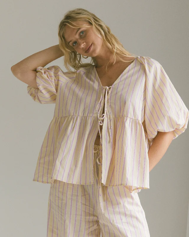 Fast Fashion Favorites Frankie Top | Yellow with Purple Stripe