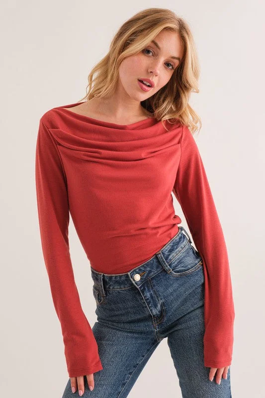 Best Prices Of The Season RUST SOFT TOUCH COWL NECK TOP TN13197SA