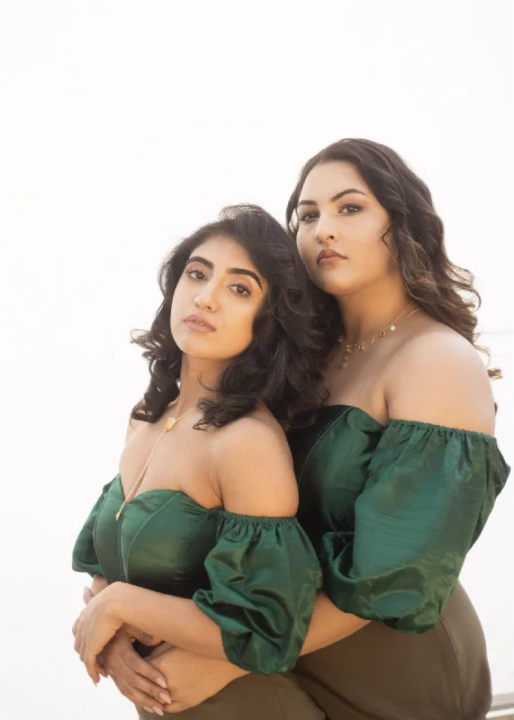Urban Elegance Deals Loretta Emerald Silk Corset Top