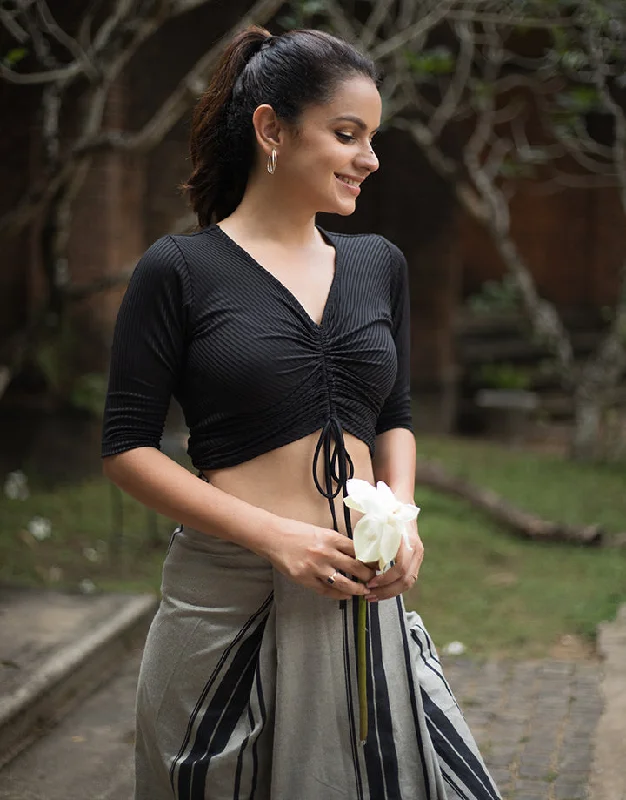Special Promotions Available For A Short Time Ruched Drawstring V-Neck Top