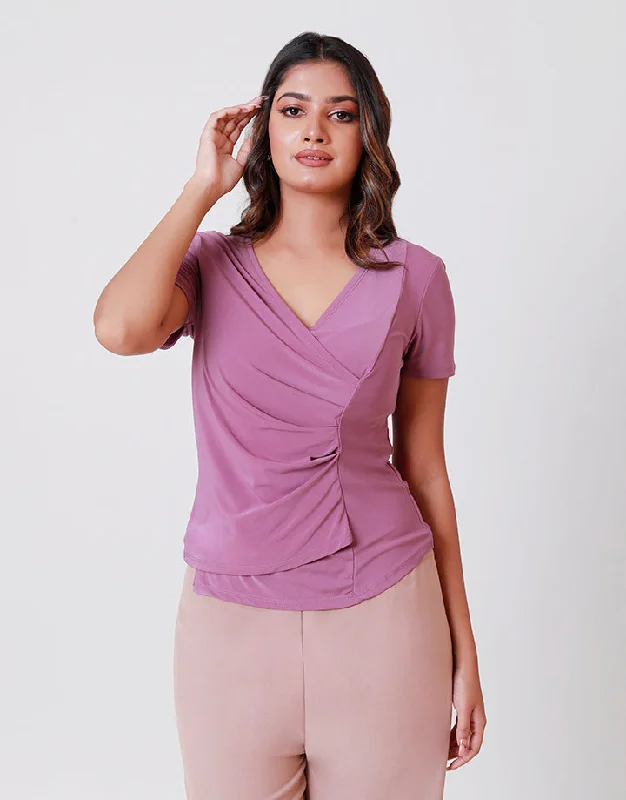 Ride The Style Wave V-Neck Ruched Top with Wrap