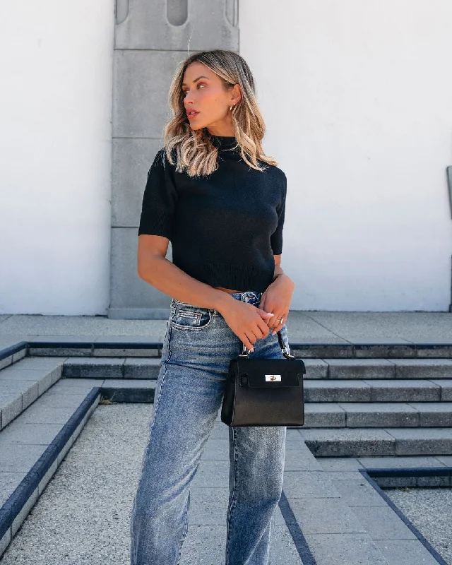 Weekend Style Deals – Limited Availability Muse By Magnolia Mock Neck Top - Black - FINAL SALE