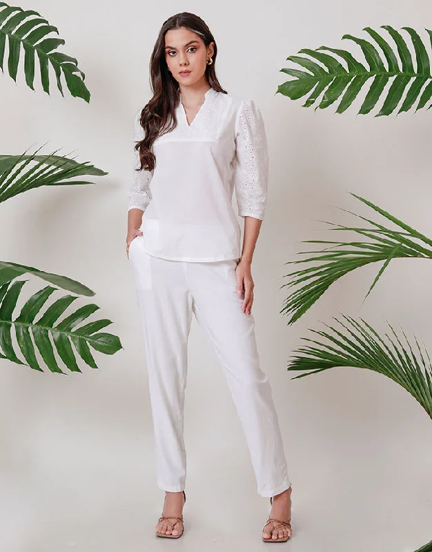 Big Savings, Bigger Style White Cut Lawn Embroidered Top