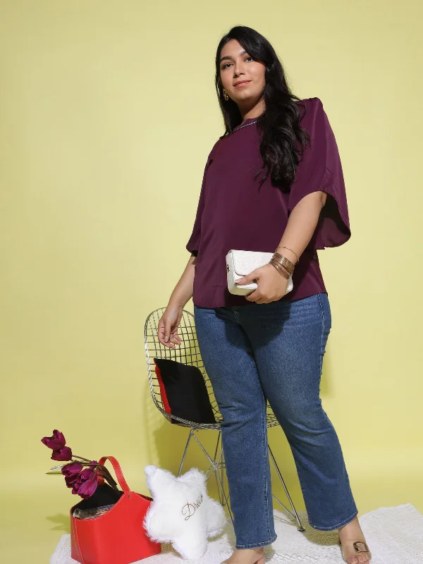 Huge Markdowns Viscose Blend  Top Round Neck With Zip Mustard Wine