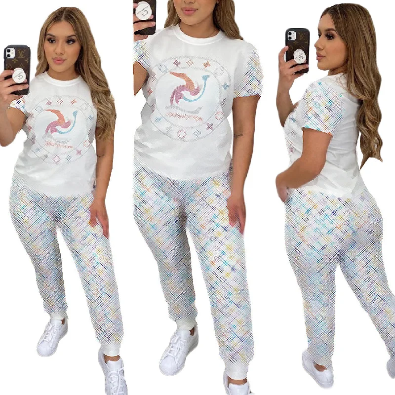 Chic Style, Always In Vogue 2022 hot sale designers clothes brand women's casual short-sleeved top and trousers suit