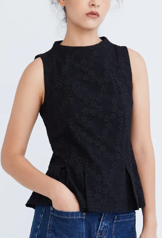 Exclusive Discounts High Neck Brocade Peplum Top
