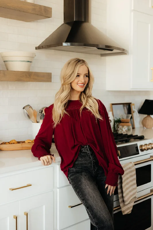 Hot Sale Celia Top-Burgundy