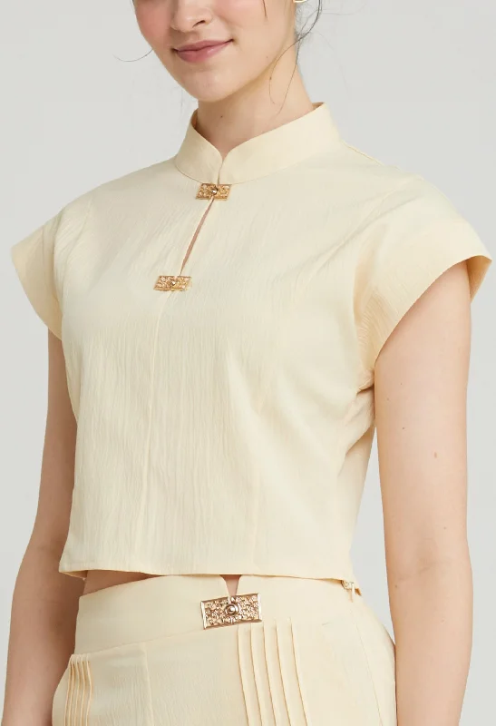 Exclusive Discounts Available Now Lucklet Mandarin Buckled Top