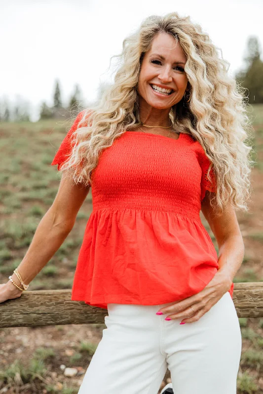 Last Chance To Grab These Amazing Deals Zoey Top-Red