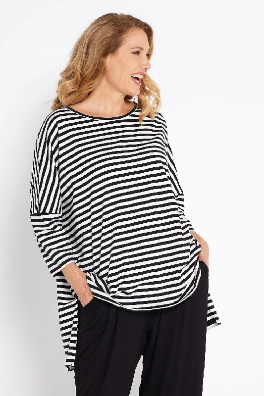 Weekend Savings Start Now Lulah Top - Black/White Stripe