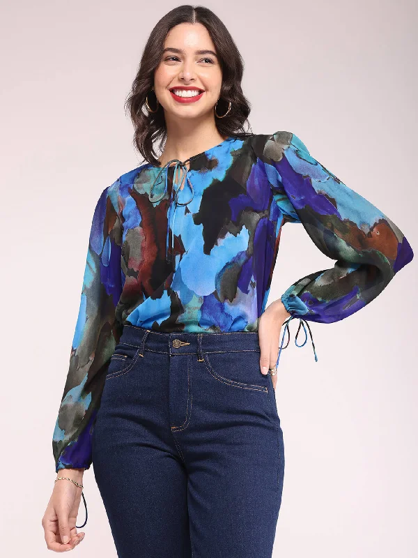 Great Fashion, Even Better Prices Abstract Print Top - Blue
