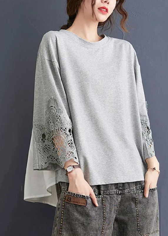 Refresh Your Wardrobe At A Fraction Of The Cost Beautiful Grey O Neck Hollow Out Embroideried Patchwork Cotton T Shirt Top Summer Refresh Your Wardrobe At A Fraction Of The Cost Beautiful Grey O Neck Hollow Out Embroideried Patchwork Cotton T Shirt Top Summer