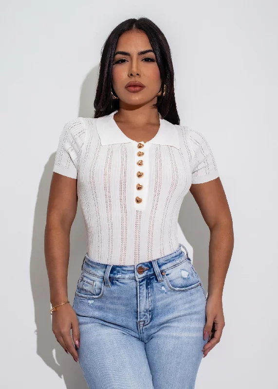 Your Dream Wardrobe At Dream Prices Elegant Essentials Knit Polo Long Top White