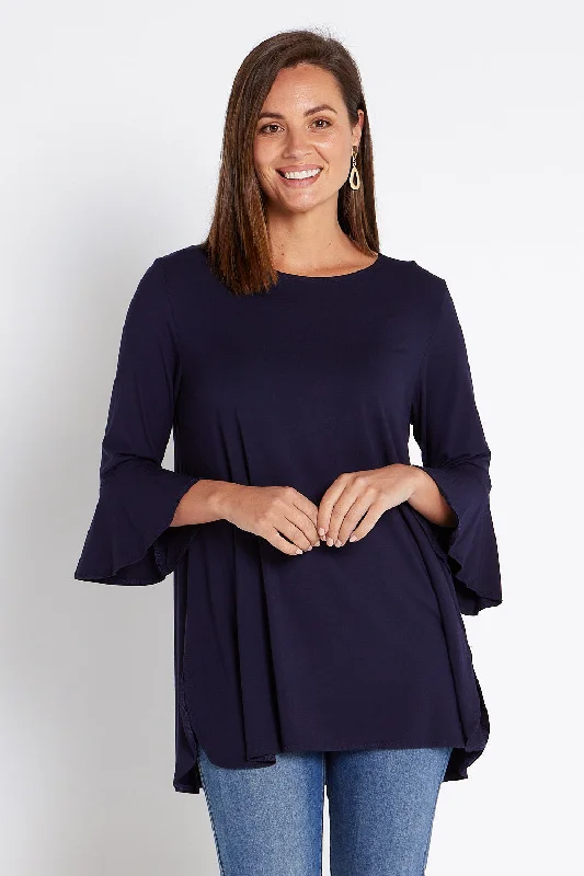 Ride The Style Wave Lacey Bamboo Top - Navy