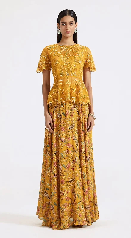 Style Steals You Don't Want To Miss Yellow Embroidered Top & Skirt Set