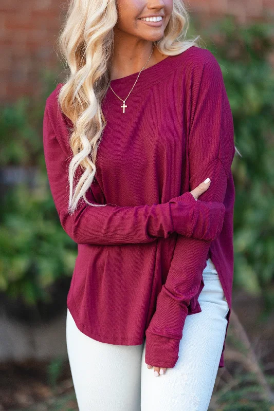 Fashion Sale Homebody Oversized Open Back Top (Maroon) FINAL SALE