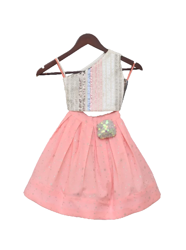 Massive Savings Pre-Order: White Soft Sequence Top with Skirt