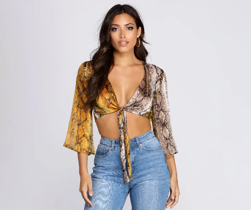Bid Farewell To The Old Season Stay Sassy Tie Front Top