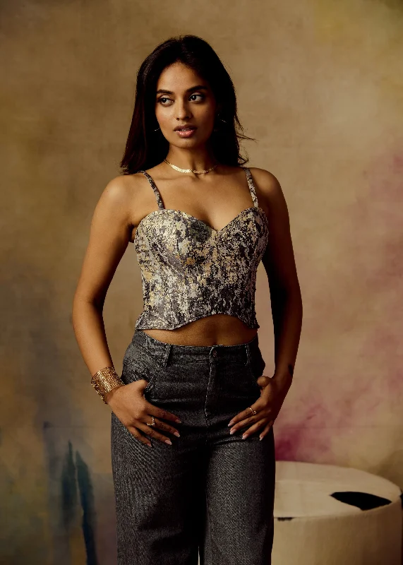 Dive Into Trendy Styles Oona Jacquard Corset Top