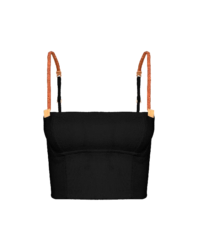 Chic And Edgy Aika Cropped Top - Black