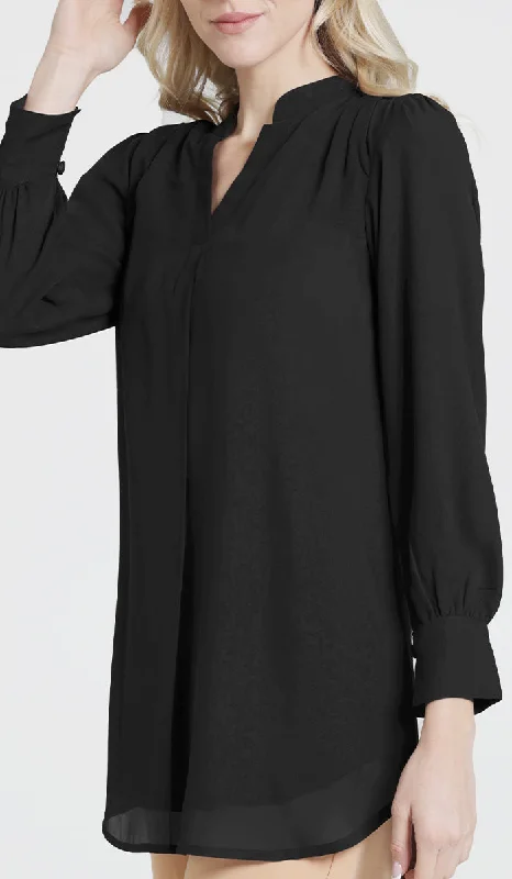 Refined Fashion Sale Shaina Long Chiffon Modest Top - Black