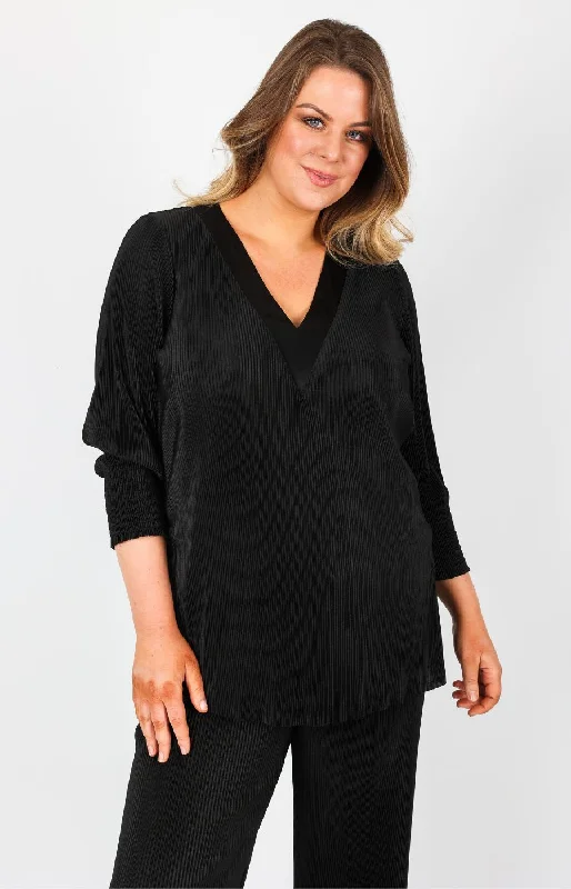 Luxury Fashion Mellomi Sharon Plisse Top in Black