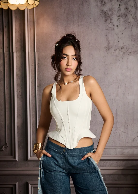 Unbeatable Prices Hela White Structured Corset Top
