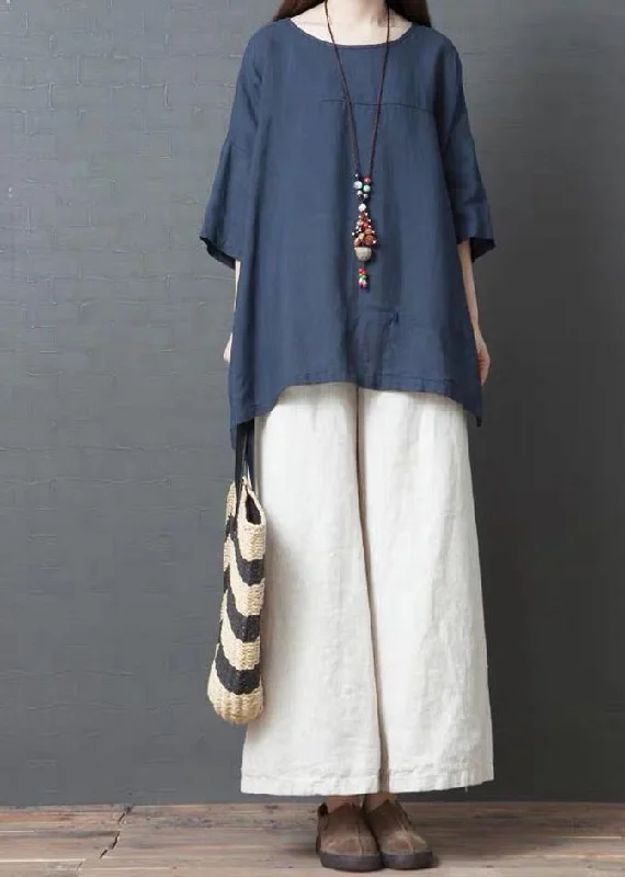 Amazing Prices On The Styles You Love Handmade Blue Linen Cotton low high design Shirt Top Amazing Prices On The Styles You Love Handmade Blue Linen Cotton low high design Shirt Top