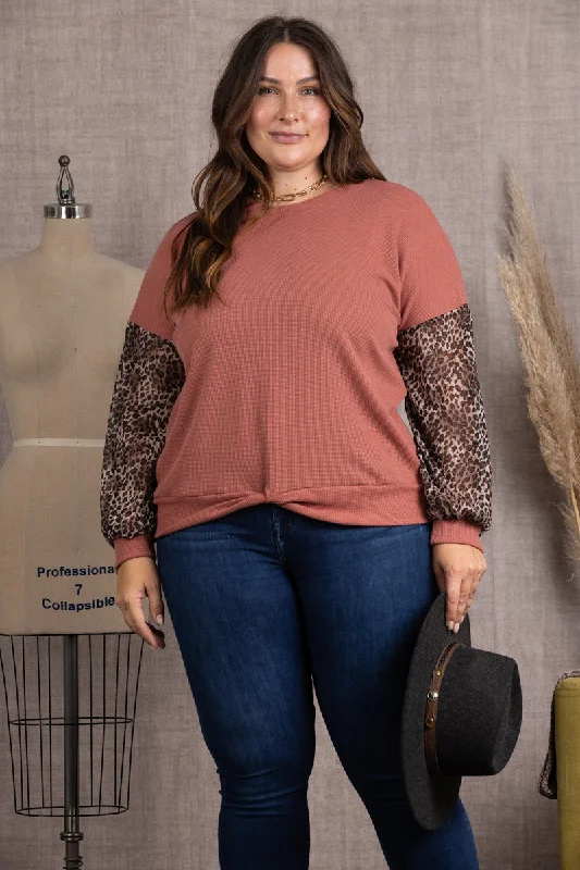 Snag The Best Bargains Before They're Over MAUVE ANIMAL PRINT RIB STITCH CONTRAST PLUS SIZE TOP TP2016 Snag The Best Bargains Before They're Over MAUVE ANIMAL PRINT RIB STITCH CONTRAST PLUS SIZE TOP TP2016
