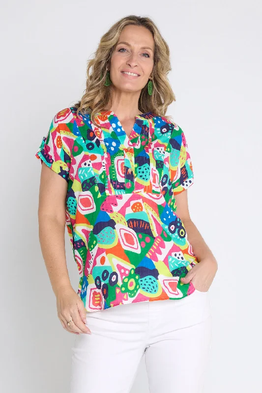 Don't Wait – Shop The Best Deals Now Tessa Top - Bright Print