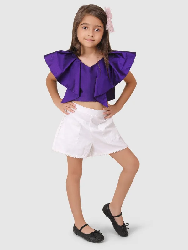 End-Of-Week Exclusive Deals Burgundy Pleated Top & Shorts