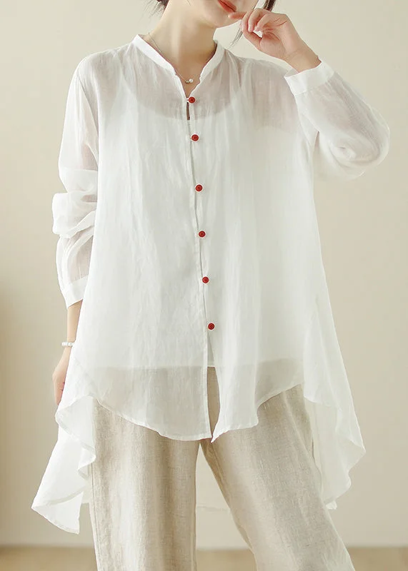Limited-Time Weekend Offers Simple White O Neck Low High Design Cotton Shirt Top Spring Limited-Time Weekend Offers Simple White O Neck Low High Design Cotton Shirt Top Spring
