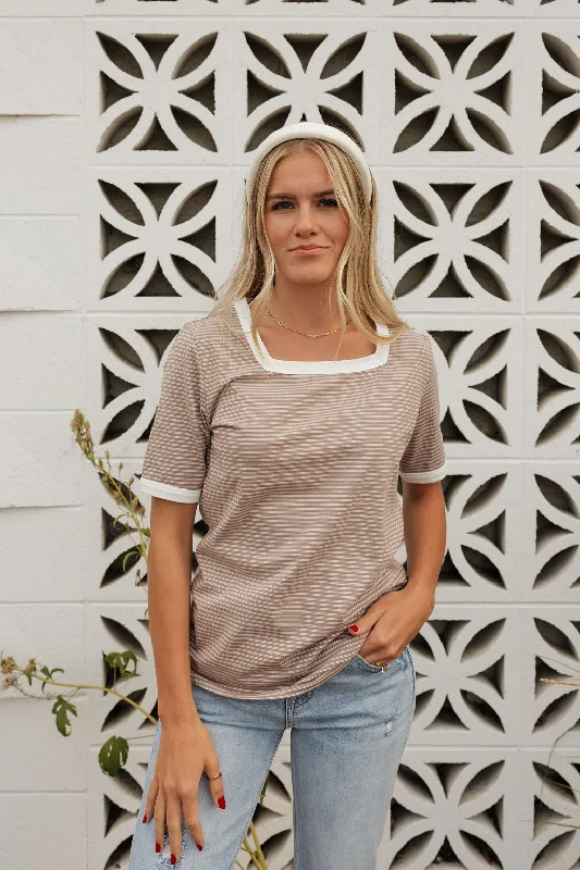 Feminine Style Promotions Virginia Top-Mocha/Ivory