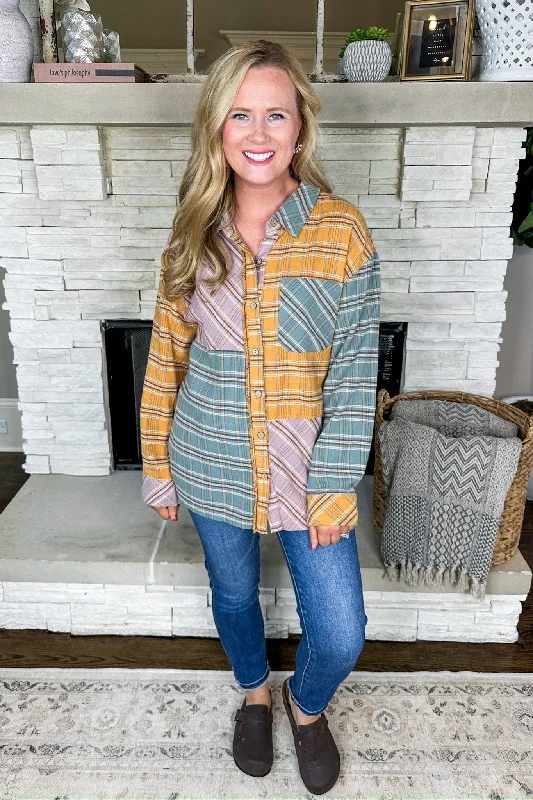 Last Chance To Grab These Amazing Deals Mixed Color Flannel Button Down Top