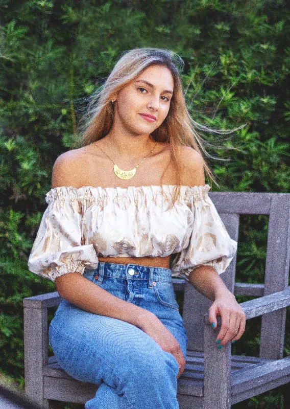 High-End Style Discounts Women Crop Golden Top