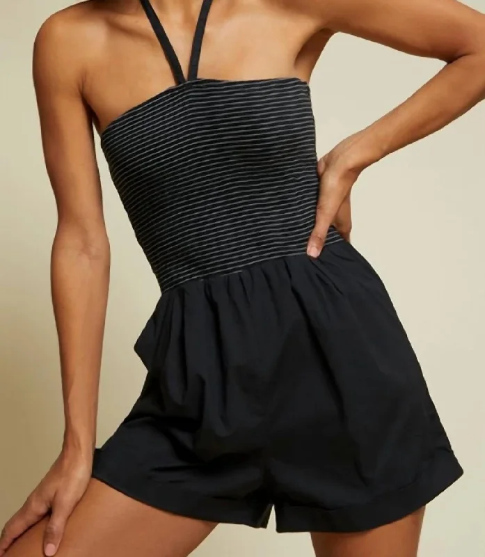 Best Online Clothing Boutiques Smocked Romper In Jet Black