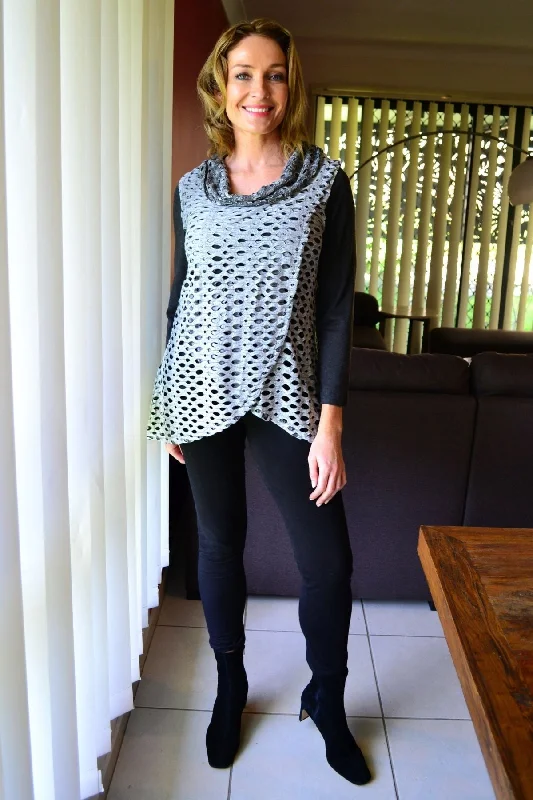 Super Savings Weekend Event Grey Holly Fold Over Front Tunic Top