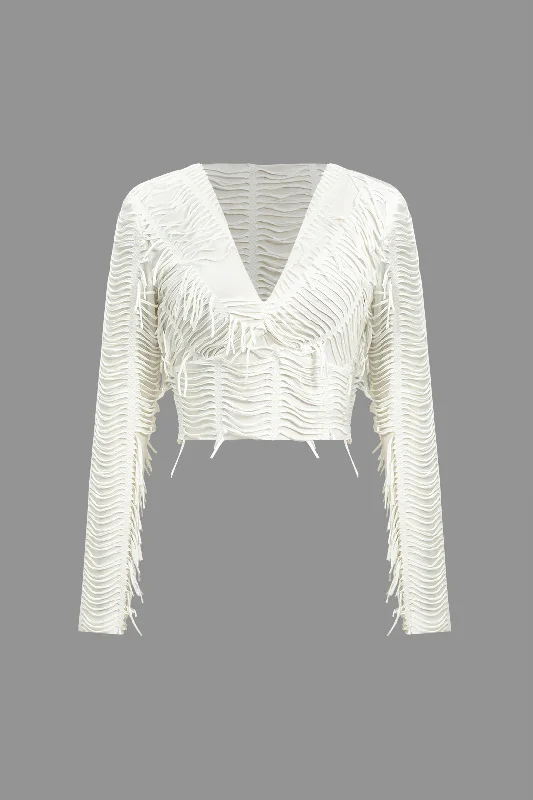 Affordable Trendy Fashion Solid Ripped Twist Knot Long-Sleeve Top