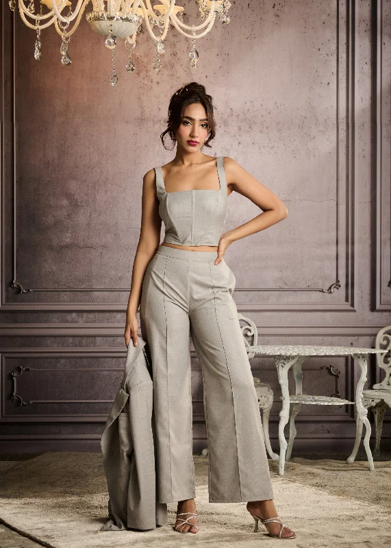 Spring Fashion Electra Grey Plaid Tailored Corset Top