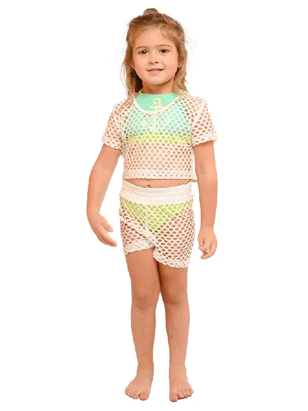 Statement Pieces At Statement Savings Girl's fishnet mesh crop top and short set