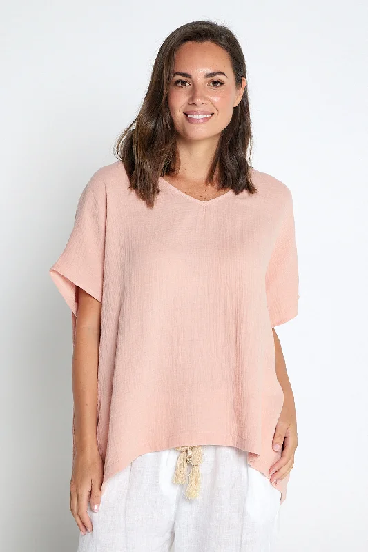 Limited Time Flash Sale Tahiti Muslin Top - Peach