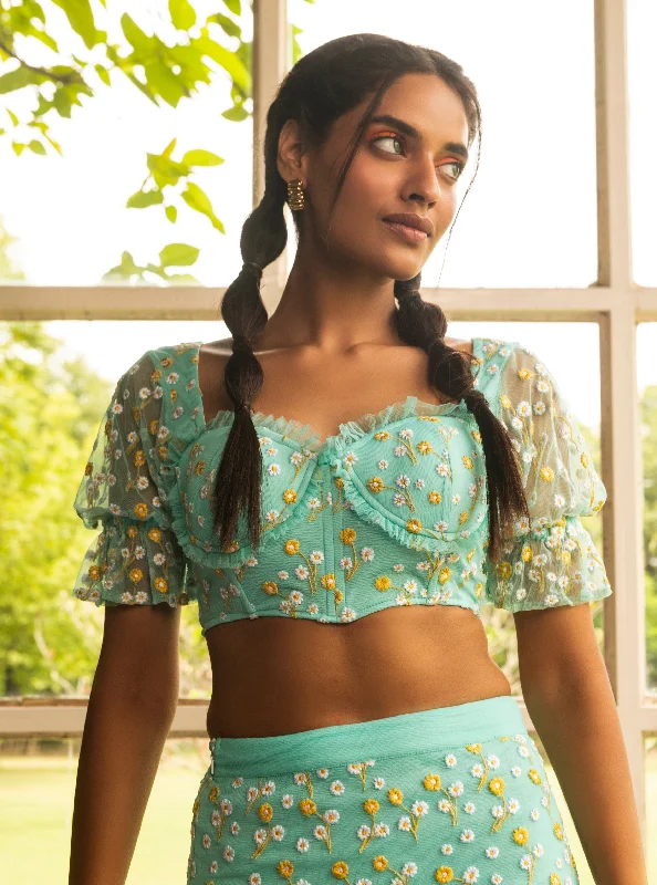 Style Steals You Don't Want To Miss Eloise Blue Daisy Embroidered Corset
