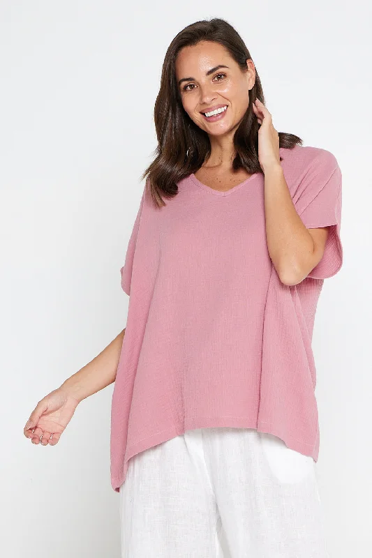 Popular Collection Tahiti Muslin Top - Rose