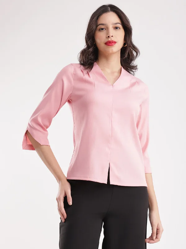 Trend Leading Collection Pleat Detail Top - Dusty Pink