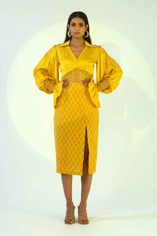 Limited-Time Offers You Can't Ignore PENELOPE - Yellow Top & Skirt Co-Ord Set