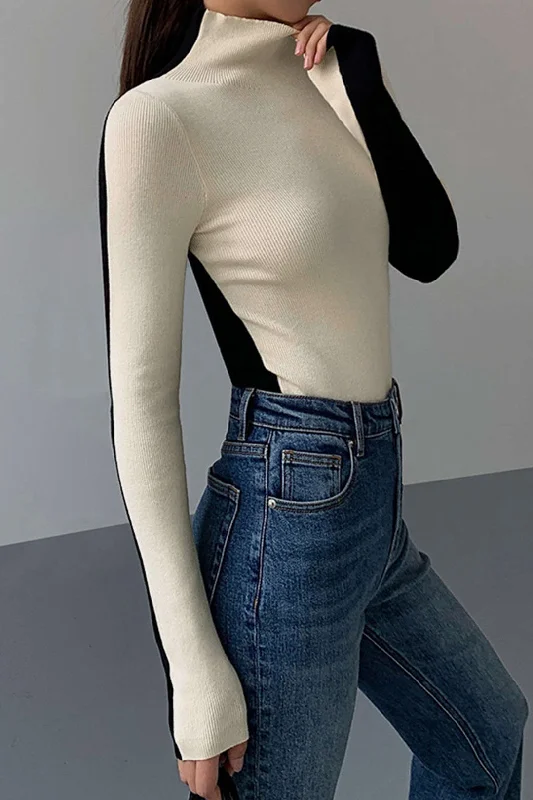 Durable Fashion Picks Contrast Long-Sleeve Top