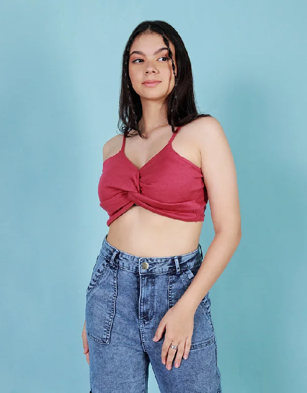 Cozy Comfort Style Sale Strappy Crop Top with Front Knot